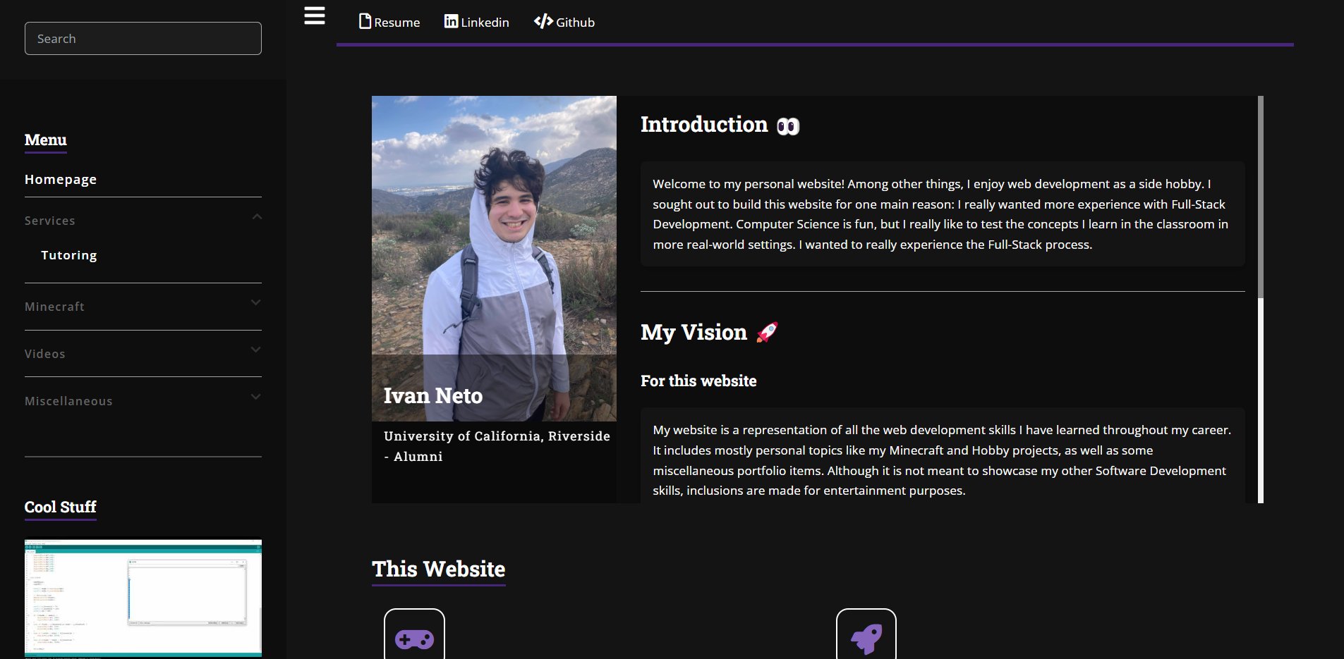 Personal Website preview